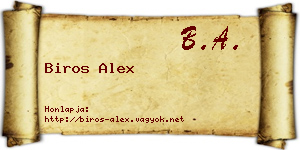 Biros Alex névjegykártya